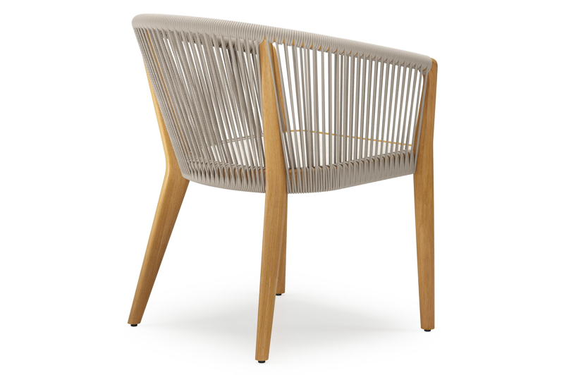 Orso tuinstoel in teak en beige verticaal geweven rope
