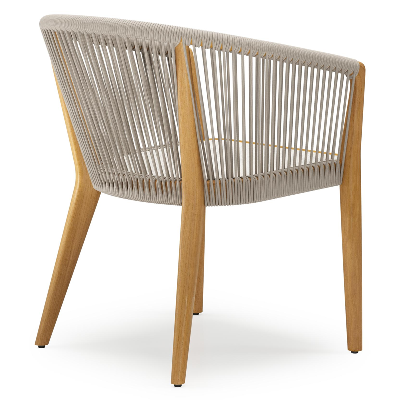 Orso tuinstoel in teak en beige verticaal geweven rope