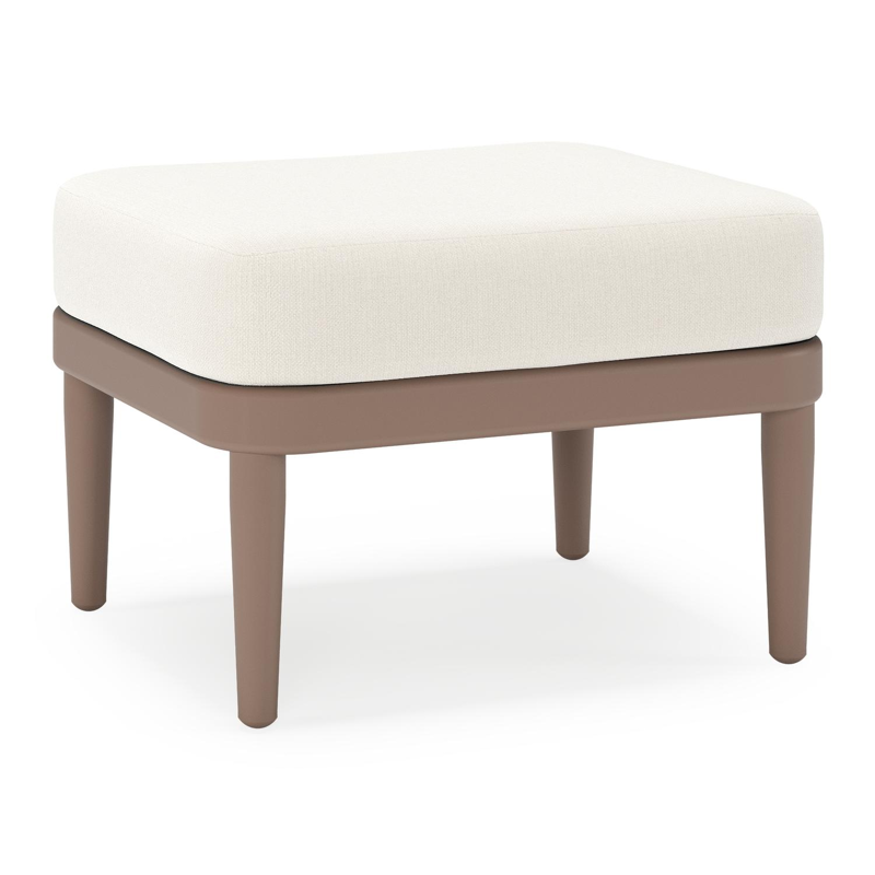 Orso poef in taupe aluminium met Savane White all weather sunbrella® luxe kussen