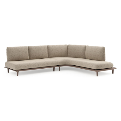 Bomero loungehoek in taupe aluminium met bora jungle all weather cosytica kussen