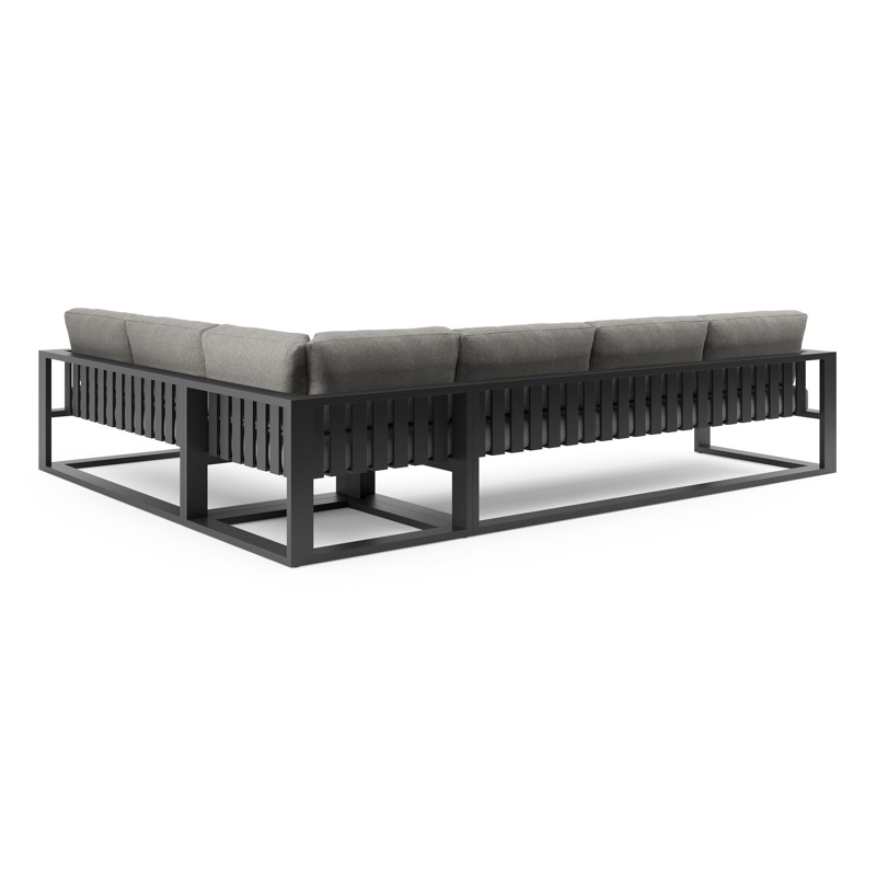 Verato loungehoek in zwart aluminium met tundra charcoal all weather sunbrella® luxe kussen