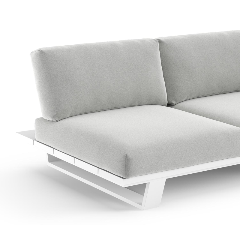 Pagino loungebank in wit aluminium met natte grey chine all weather sunbrella® luxe kussen
