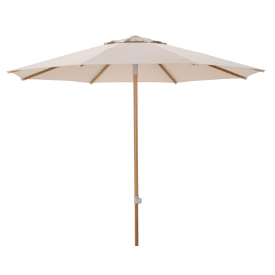 Umbria staanparasol in aluminium houtlook met beige all weather sunbrella® premium parasoldoek - Dia. 250 cm (zonder voet)