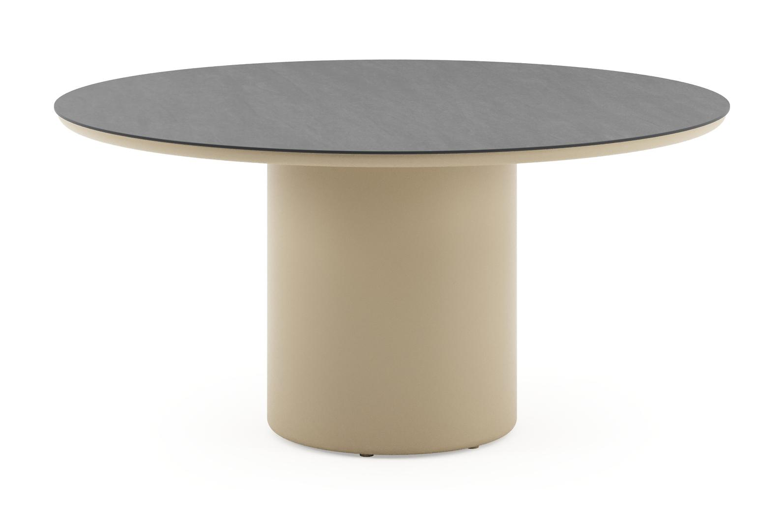 Amico tuintafel rond in beige aluminium en volkeramiek Basalt Black - Dia. 148 x H 73.5 cm
