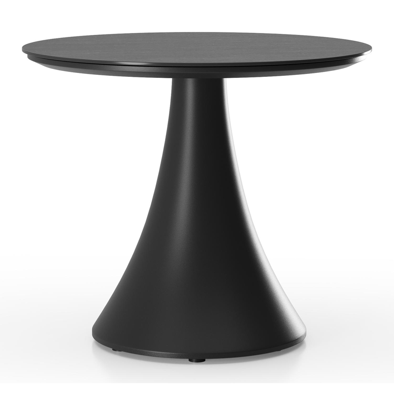 Fano low dining loungetafel in zwart aluminium en volkeramiek basalt black - Dia. 65 x H 55 cm