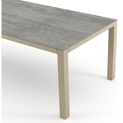 Como tuintafel rechthoekig in beige aluminium en volkeramiek Aspen Grey - L 240 x B 100 x H 73 cm