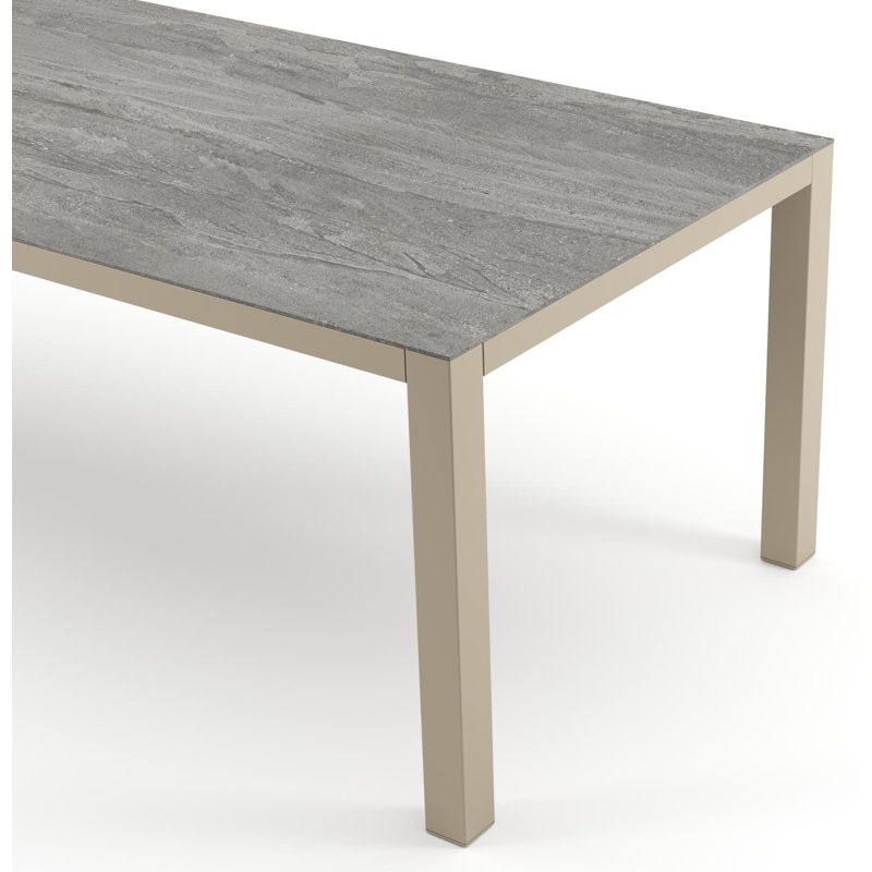 Como tuintafel rechthoekig in beige aluminium en volkeramiek Aspen Grey - L 240 x B 100 x H 73 cm