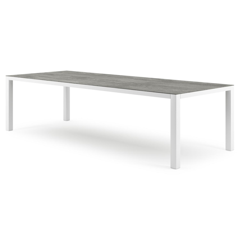Como tuintafel in wit aluminium en volkeramiek aspen grey - L 280 x B 110 x H 75 cm