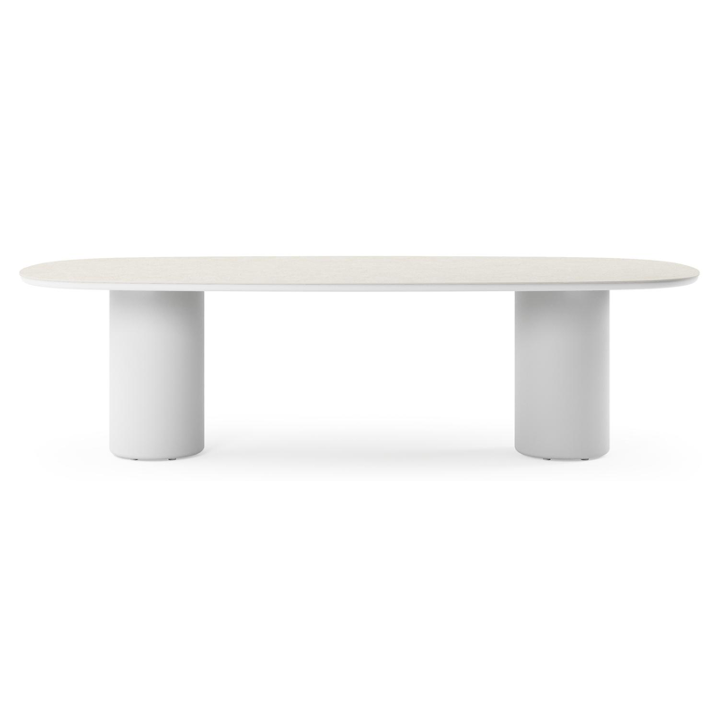 Amico tuintafel bombo in wit aluminium en volkeramiek Shilin - L 270 x B 125 x H 73.5 cm