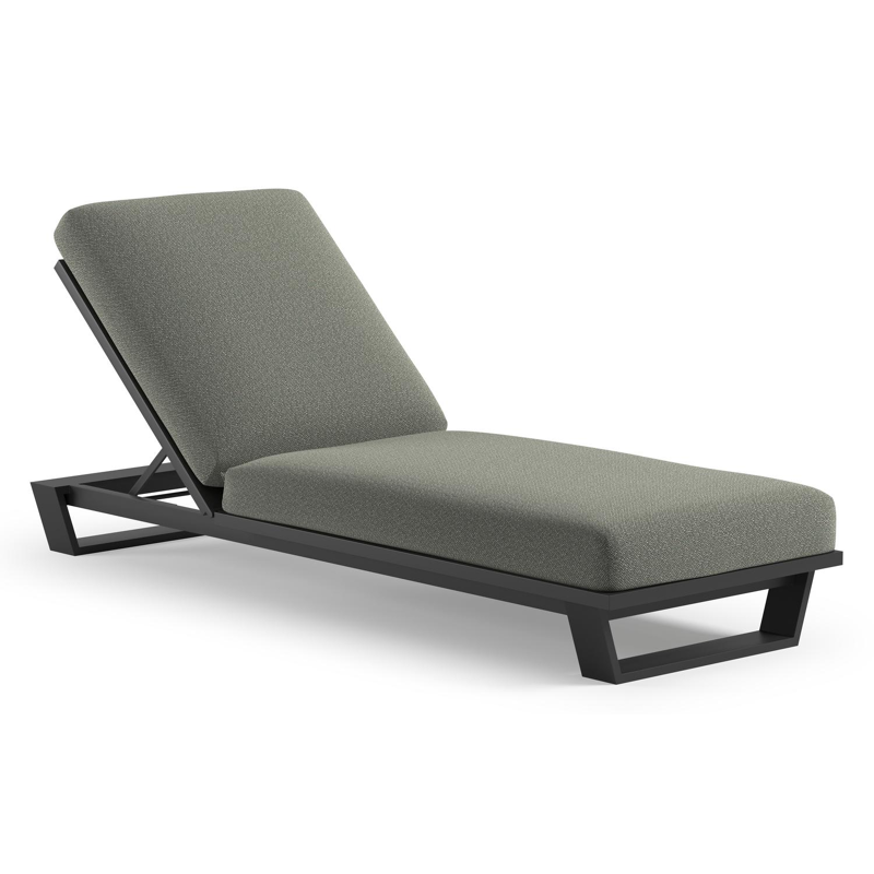 Pagino verstelbaar ligbed in zwart aluminium met savane leaf all weather Sunbrella® luxe kussen
