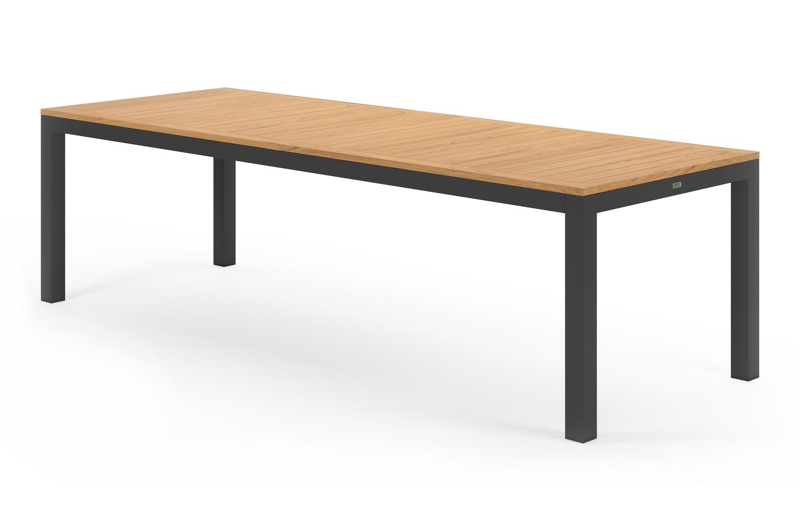 Varese tuintafel rechthoekig in zwart aluminium en teak - L 270 x B 100 x H 73 cm