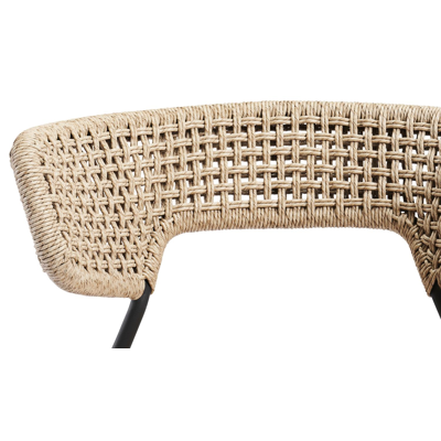 Donato (Coda) stapelbare tuinstoel in zwart aluminium en naturel wicker