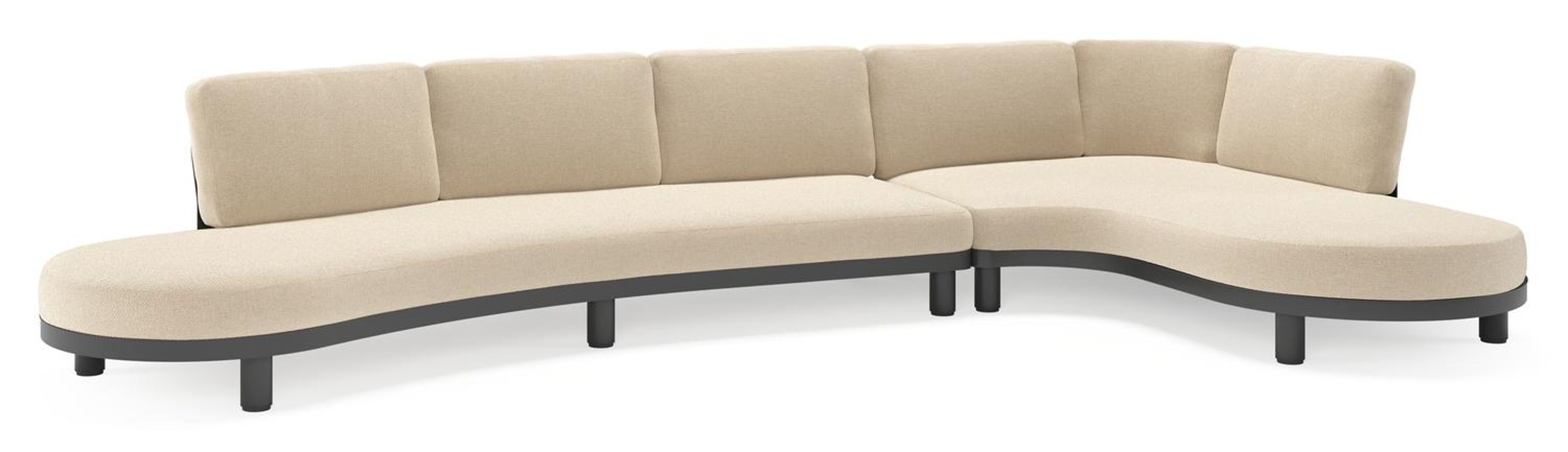 Donato loungehoek in zwart aluminium met all weather cosytica Althea Chalk kussen