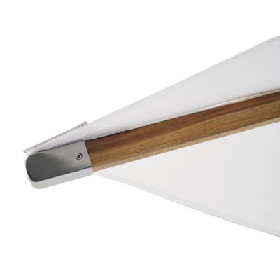 Parasol droit Pescara en teck  avec toile de parasol en polyester blanc - Larg1 300 x Larg2 300 cm (sans pied de parasol)