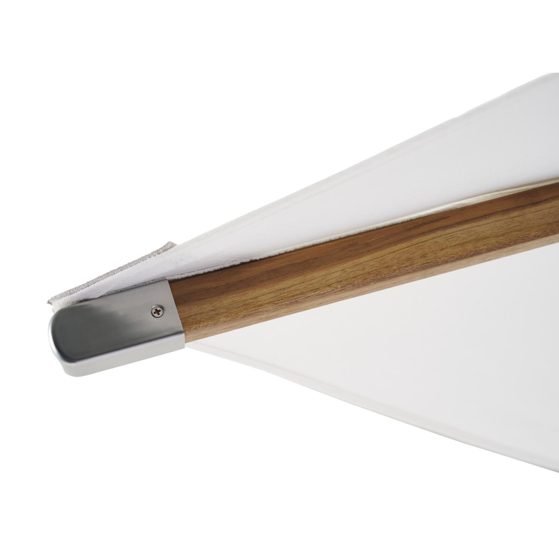 Pescara staanparasol met tiltfunctie in teak met wit polyester parasoldoek - L1: 300 x L2: 400 cm (met voet)