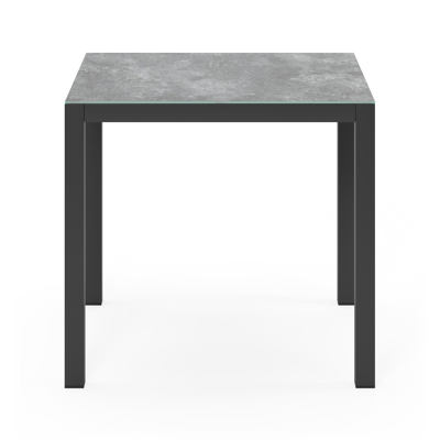 Feltro tuinset in zwart aluminium en grijs keramisch glas tafelblad met 2 Puglia tuinstoelen