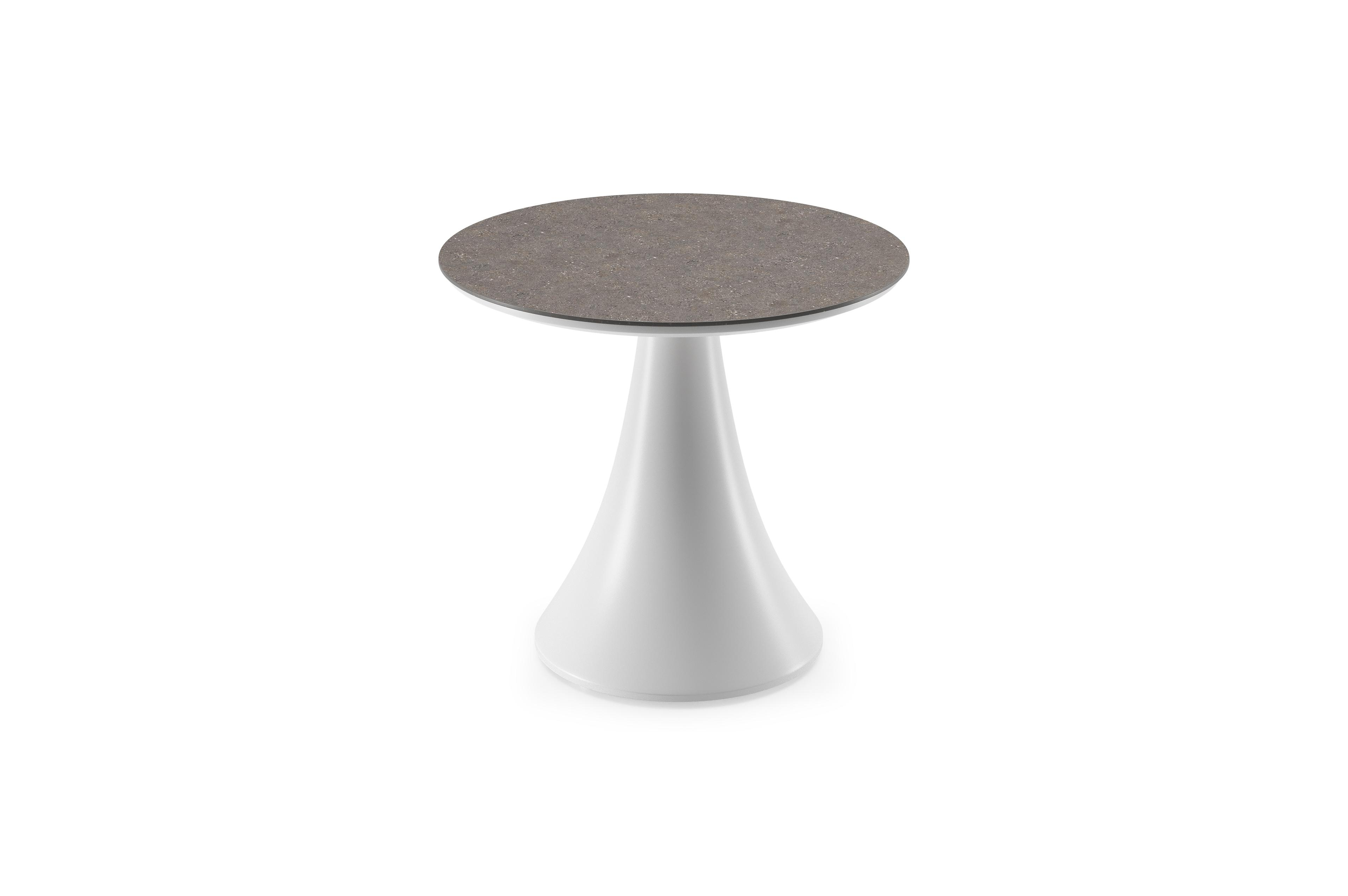 Fano low dining low dining loungetafel rond in wit aluminium en volkeramiek Wulong - Dia. 65 x H 55 cm