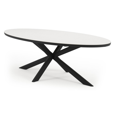 Pamplona tuinset in zwart aluminium en sintered stone Topo minerale met 6 Cosa tuinstoelen