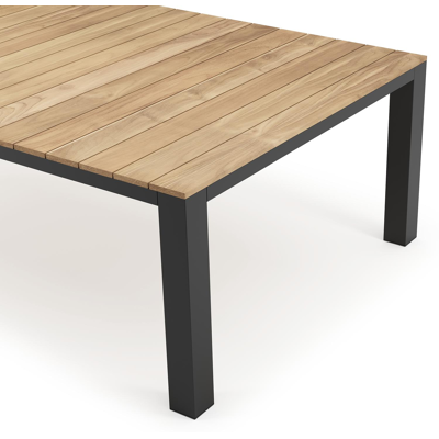 Nano tuintafel in zwart aluminium en teak - L 240 x B 148 x H 75 cm