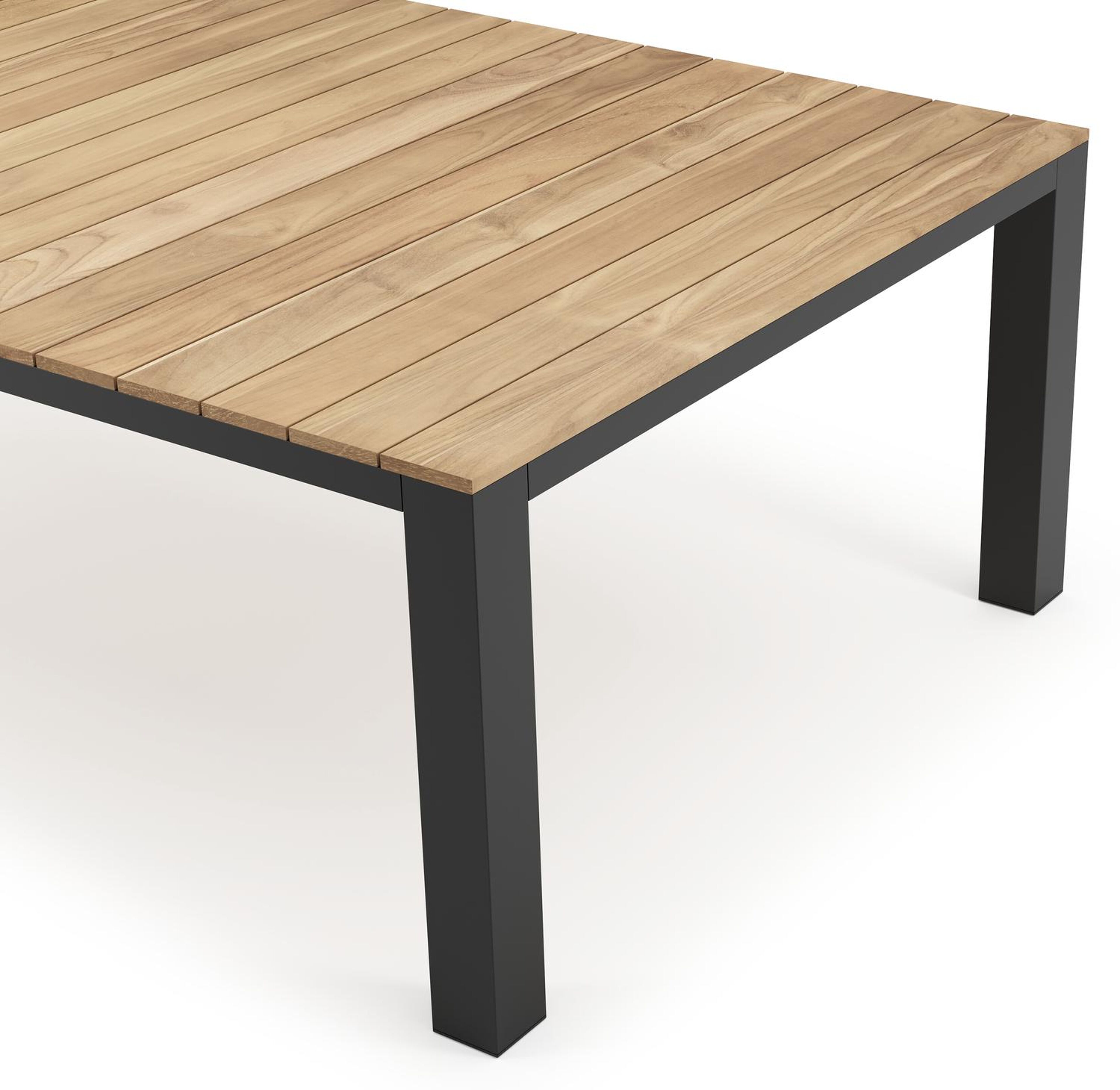 Table de jardin Nano en aluminium noir et teck - Lg 240 x Larg. 148 x H 75 cm