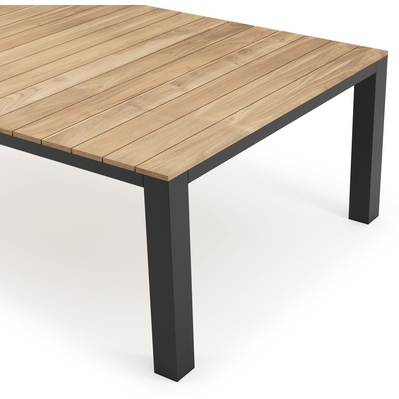 Nano tuintafel in zwart aluminium en teak - L 240 x B 148 x H 75 cm