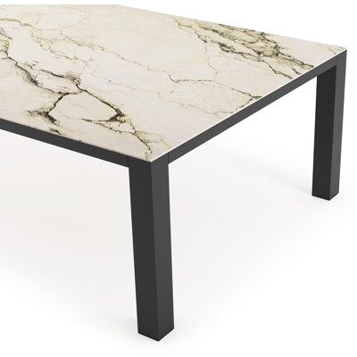 Nano tuintafel rechthoekig in zwart aluminium en volkeramiek colorado dunes - L 240 x B 148 x H 75 cm