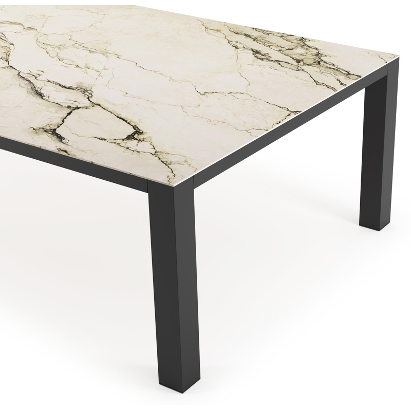Table de jardin Nano rectangulaire en aluminium noir et céramique pleine colorado dunes - Lg. 240 x Lrg. 148 x Haut. 75 cm