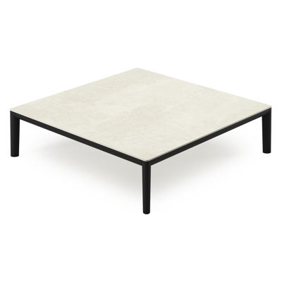 Tolosa loungetafel in zwart aluminium met sintered stone beige - L 90 x B 90 x H 38 cm