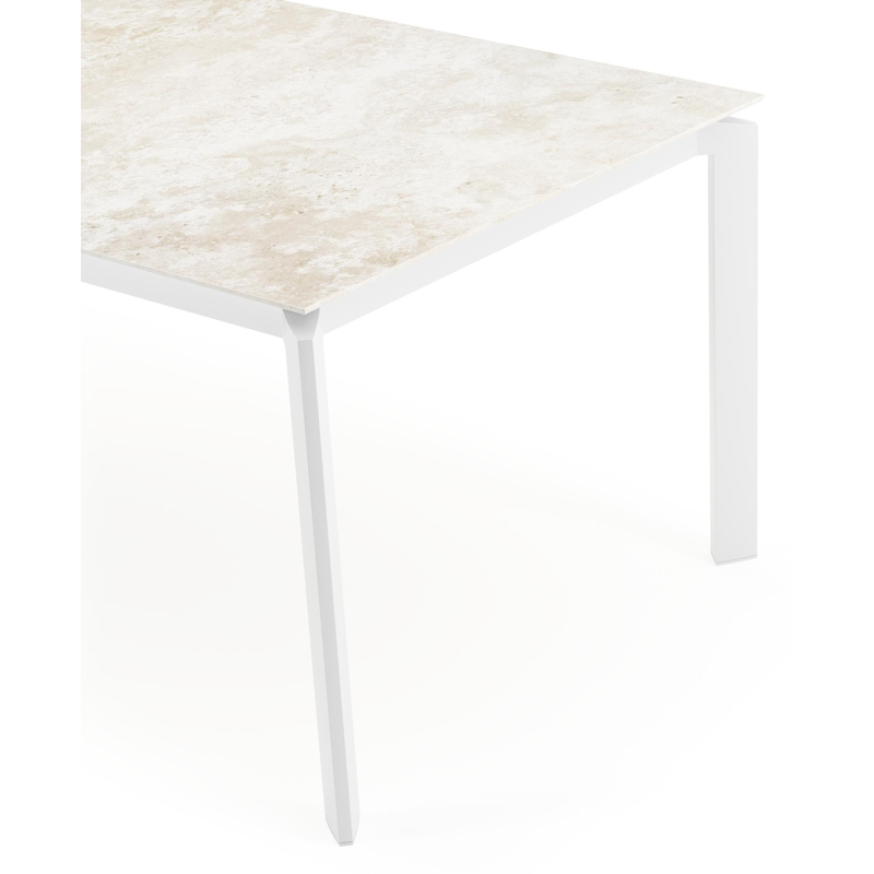 Table de jardin rectangulaire Cirello en aluminium blanc et céramique pleine Rapolano Lg. 200 x Lrg. 100 cm