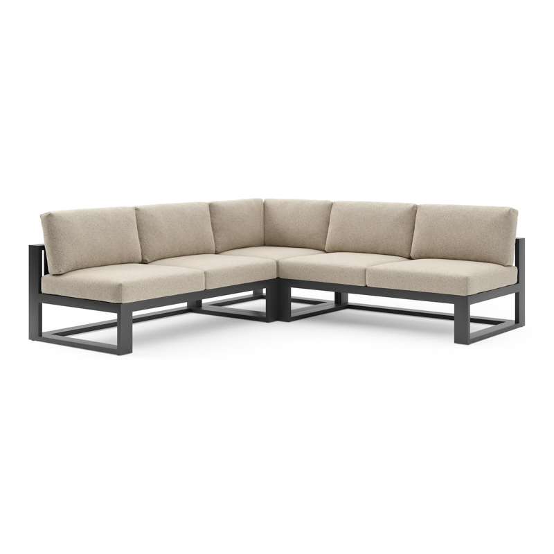 Verato loungehoek in zwart aluminium met bora desert all weather cosytica kussen