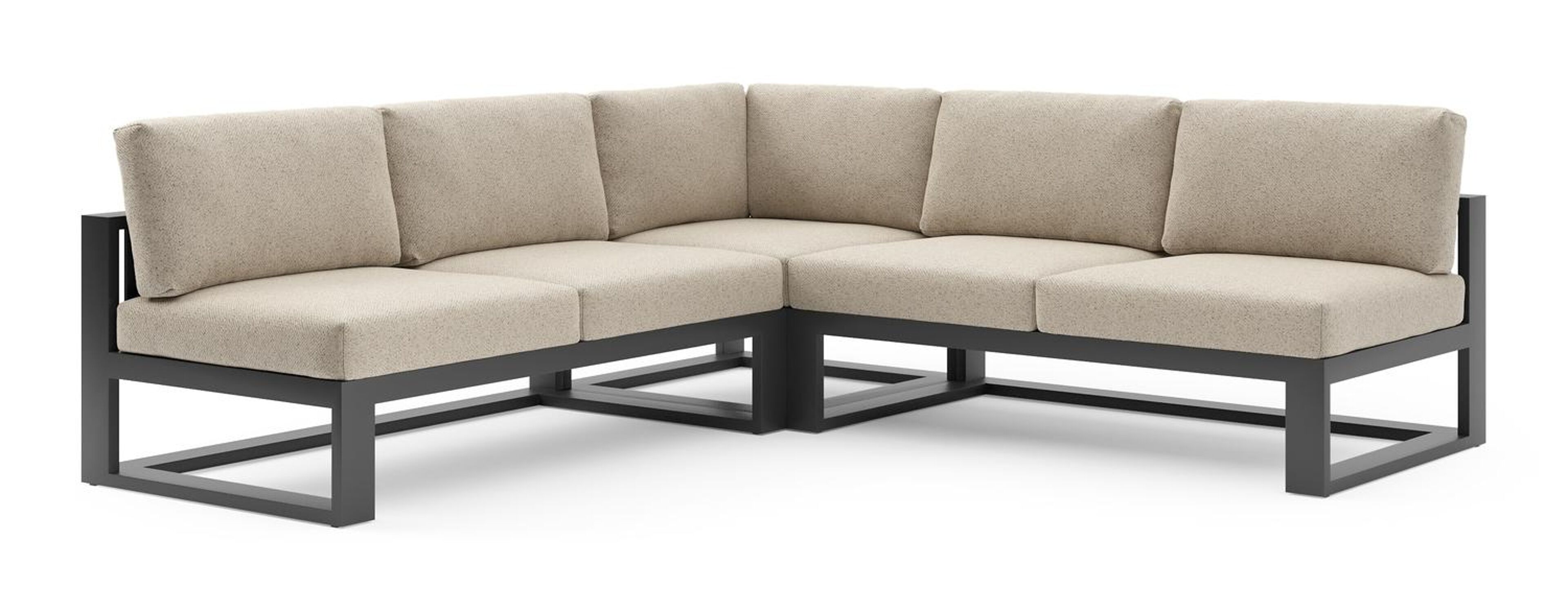 Verato loungehoek in zwart aluminium met bora desert all weather cosytica kussen