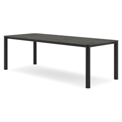 Orso tuintafel rechthoekig afgerond in zwart aluminium en volkeramiek black obsession - L 240 x B 100 x H 73.5 cm