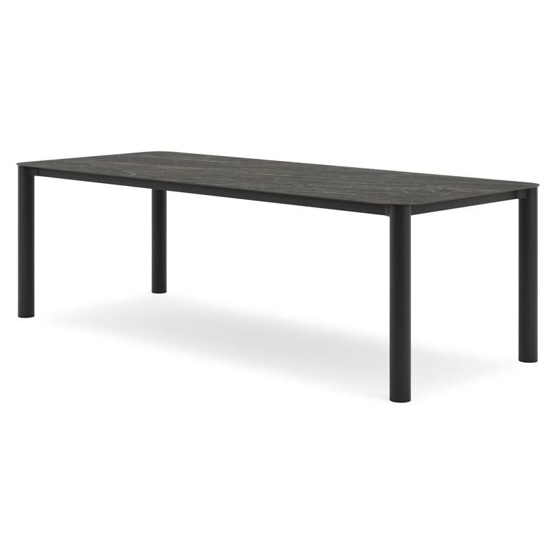 Orso tuintafel rechthoekig afgerond in zwart aluminium en volkeramiek black obsession - L 240 x B 100 x H 73.5 cm