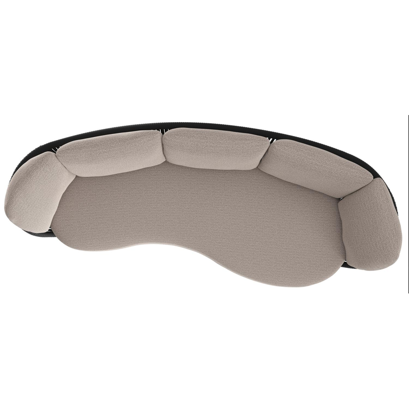 Canapé de jardin Lupino en aluminium noir et corde large plate de luxe tissée verticalement noir et coussins en all weather sunbrella® luxe wander granite