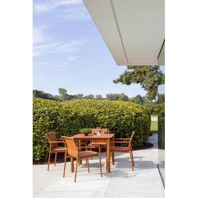 Orso tuintafel afgerond vierkant in roestbruin aluminium - L 90 x B 90 x H 75 cm