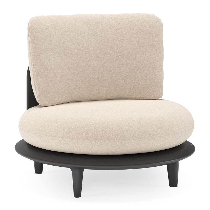 Bomero loungestoel in zwart aluminium met heritage ash all weather sunbrella® luxe kussen