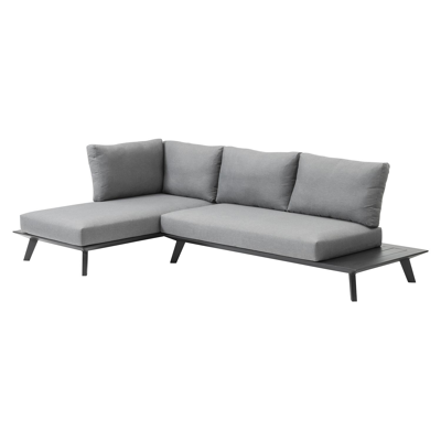 Puglia loungehoek in zwart aluminium met grijs weather+ softtouch kussens