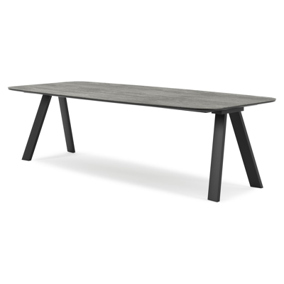 Cesano tuintafel in zwart aluminium en volkeramiek aspen grey - L 255 x B 115 x H 75 cm