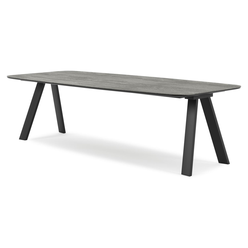 Cesano tuintafel in zwart aluminium en volkeramiek aspen grey - L 255 x B 115 x H 75 cm
