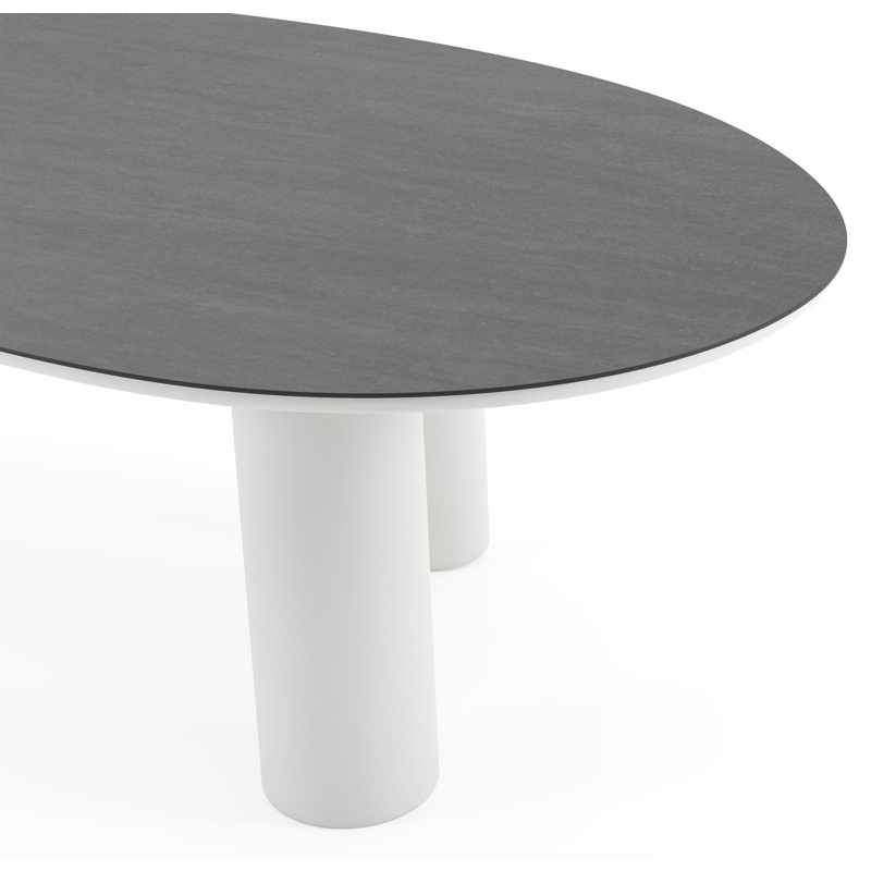 Amico tuintafel mango in wit aluminium en volkeramiek Basalt Black - L 260 x B 130 x H 73.5 cm