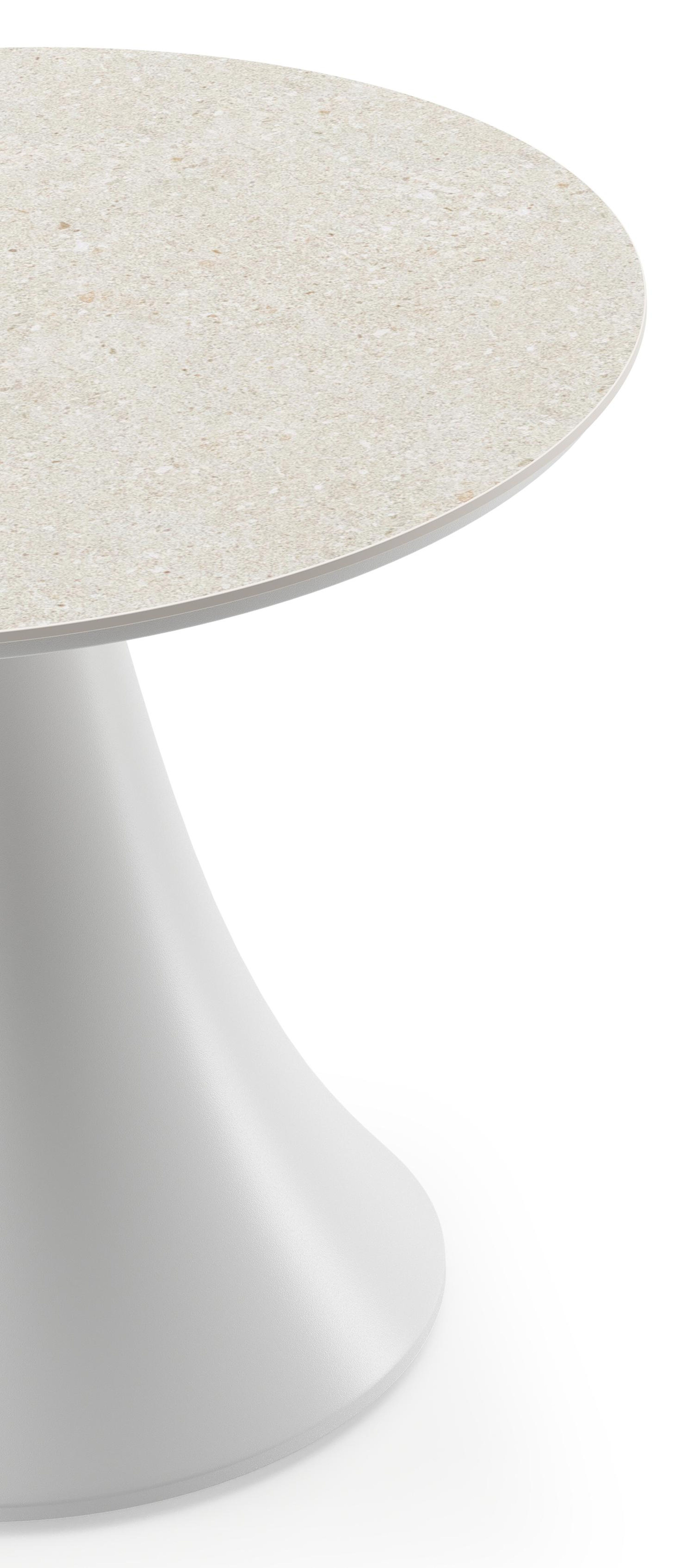 Table basse Fano en blanc aluminium et céramique pleine shilin - Diam. 65 x Haut. 55 cm