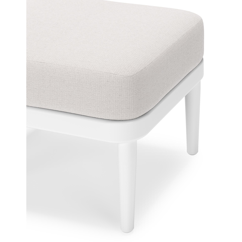 Pouf Orso en aluminium blanc et coussins en all weather sunbrella® luxe Savane Whisper