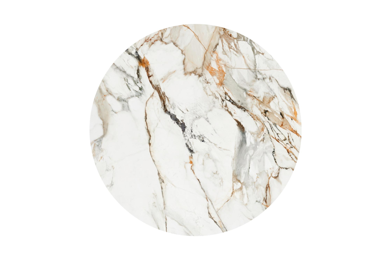 Fano tuintafel in wit aluminium en volkeramiek calacatta luxe - Dia. 130 x H 75 cm