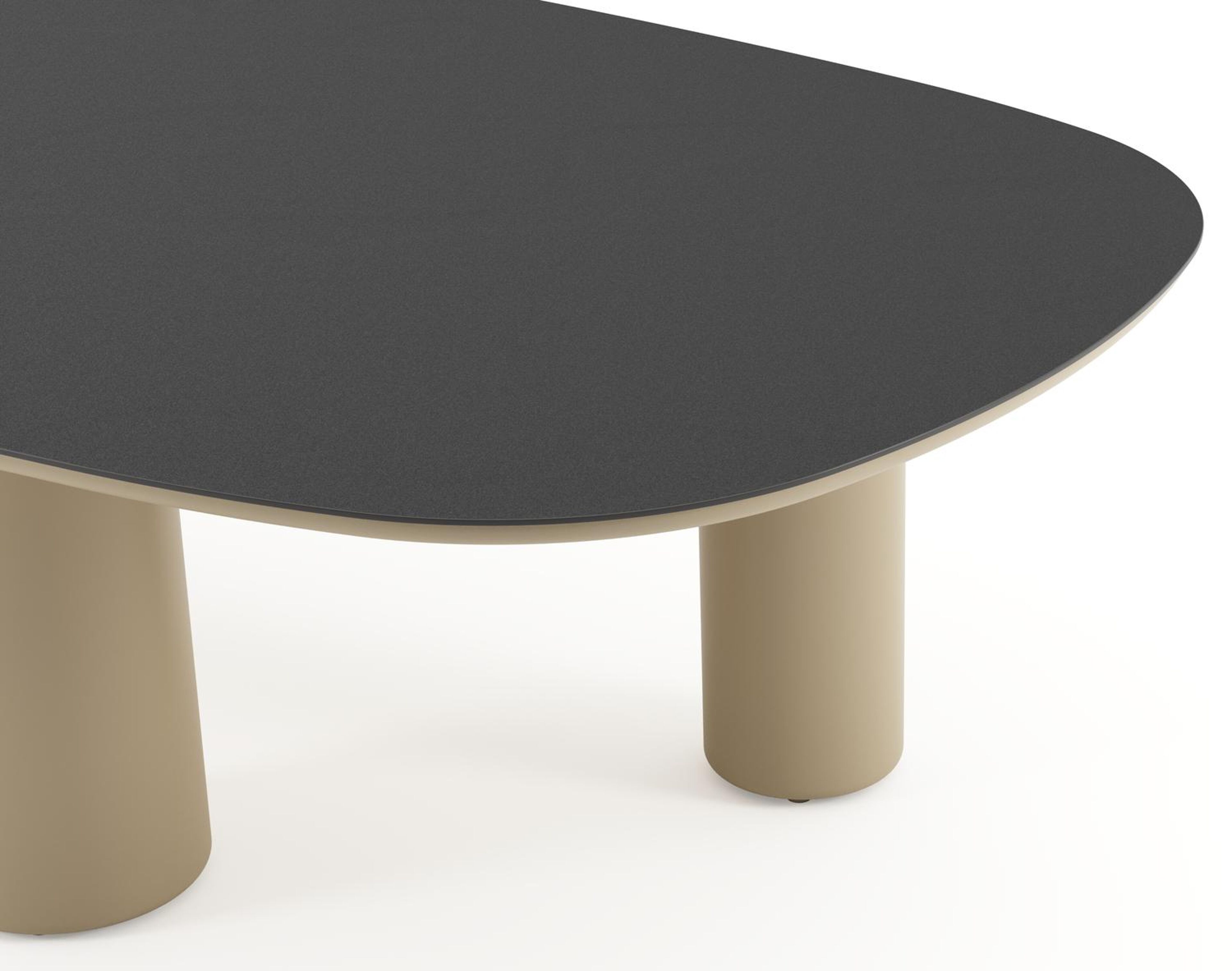Table de jardin Amico bombo xl en aluminium beige et céramique pleine Nero Black - Lg. 270 x Lrg. 148 x Haut. 74 cm