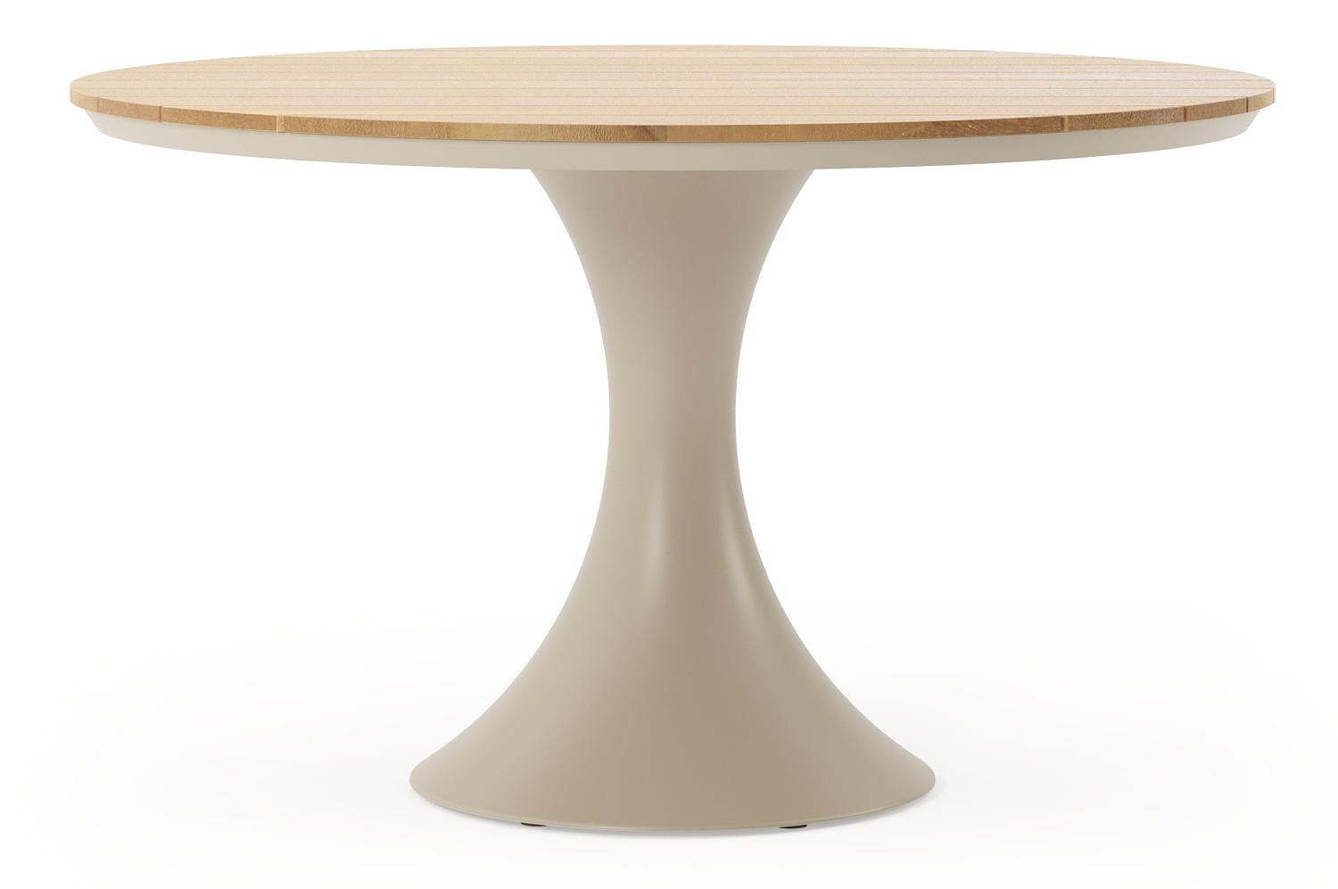 Fano tuintafel rond in beige aluminium en teak - Dia. 130 cm