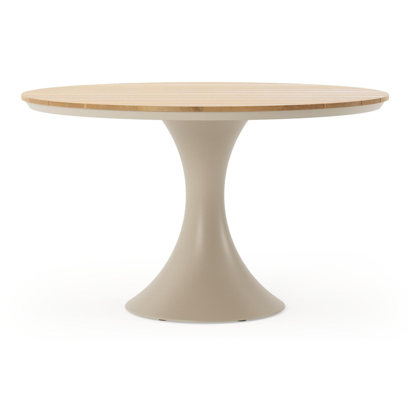 Fano tuintafel rond in beige aluminium en teak - Dia. 130 cm