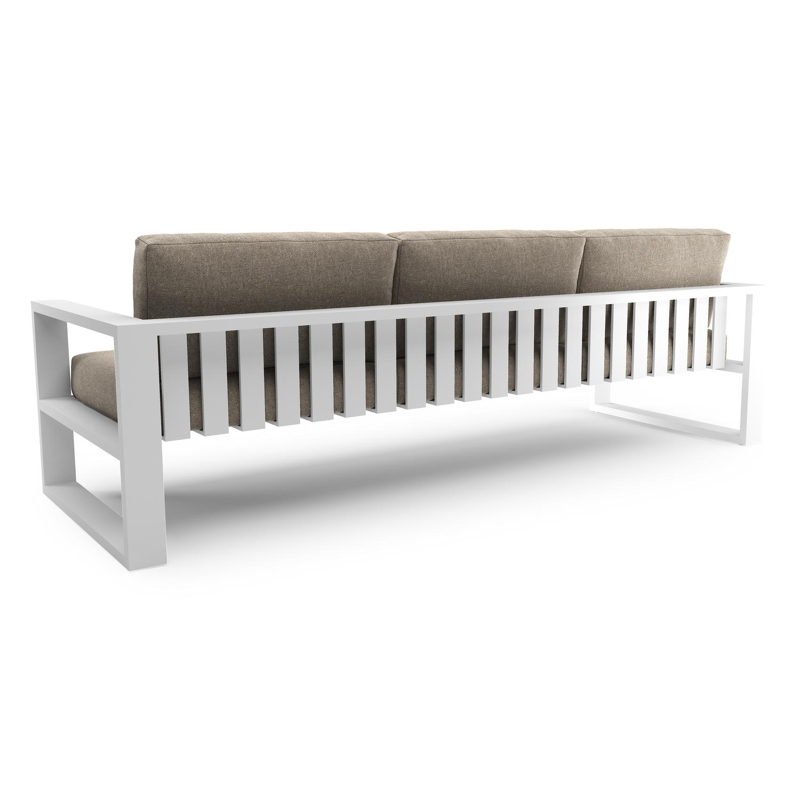 Verato loungebank in wit aluminium met chartres pewter all weather sunbrella® luxe kussen