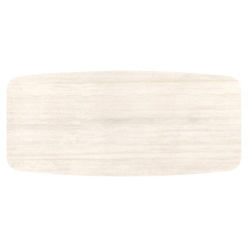 Orso tuintafel bootvorm in wit aluminium en volkeramiek Travertino Bianco - L 255 x B 115 x H 74.5 cm