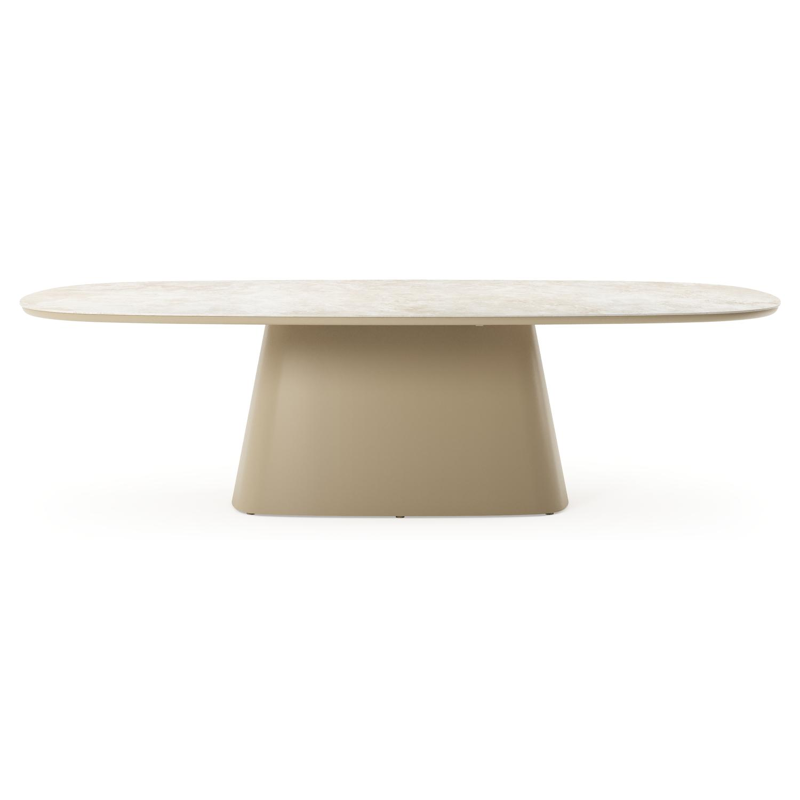 Table de jardin Amico bombo xl en aluminium beige et céramique pleine Rapolano - Lg. 270 x Lrg. 148 x Haut. 73.5 cm