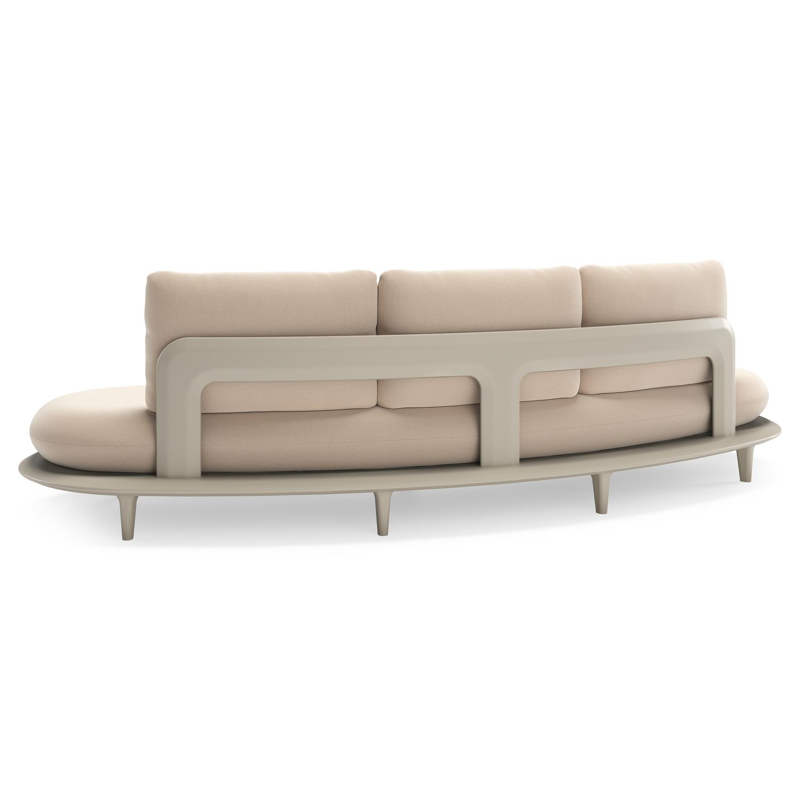 Bomero loungebank in beige aluminium met natte linen chalk all weather sunbrella® luxe kussen